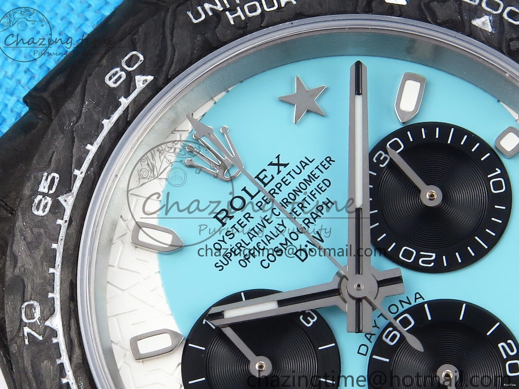 MiroTime 0319 Casual Daytona DIW Carbon Case and Bezel DIWF Edition White Blue Dial on Blue Nylon Strap A 1886